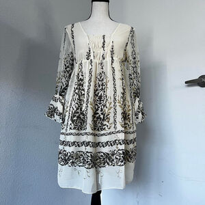 Vintage Y2k Boho Cream Japanese Lined Babydoll Dress - Size S
